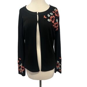 Michelle Nicole Black Floral Embroidered Cardigan